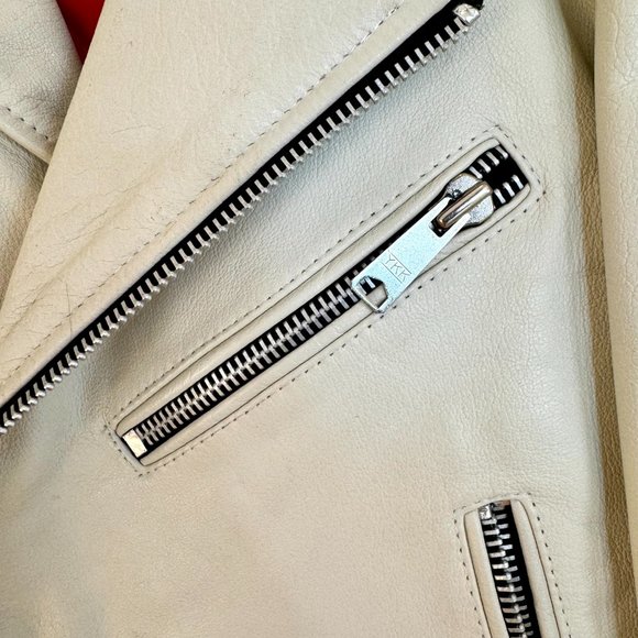 Luxury White Leather Jacket - Picture 5 of 12